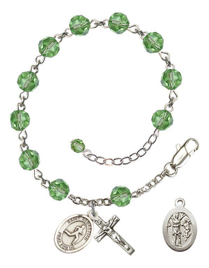 Saint Sebastian Track and Field Rosary Bracelet - Sterling Silver - August - Peridot