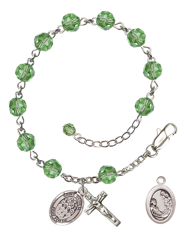 Saint Cecilia Choir Rosary Bracelet - Sterling Silver - August - Peridot