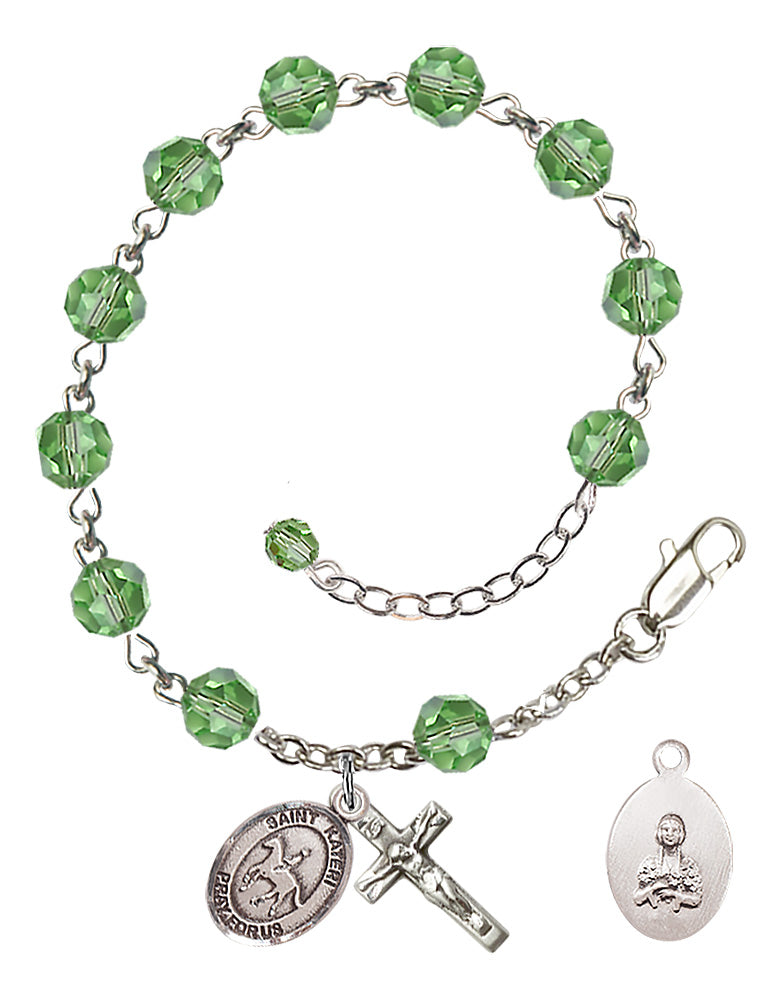 Saint Kateri Equestrian Rosary Bracelet - Sterling Silver - August - Peridot