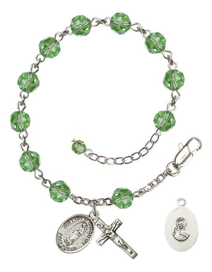 Our Lady of Guadalupe Rosary Bracelet - Sterling Silver - August - Peridot