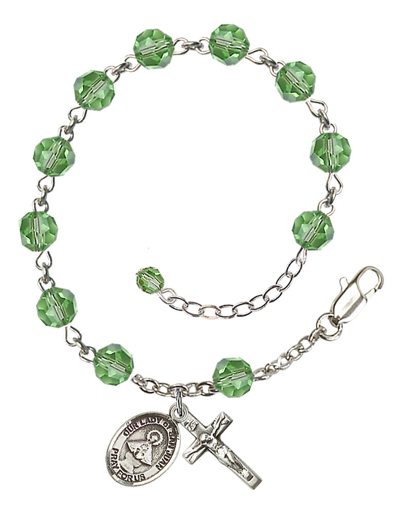 Our Lady of San Juan Rosary Bracelet - Sterling Silver - August - Peridot