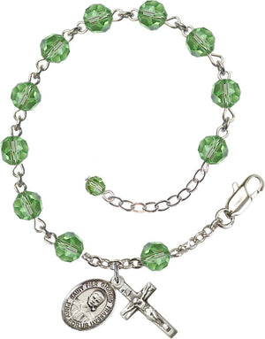 Blessed Pier Giorgio Frassati Rosary Bracelet - Sterling Silver - August - Peridot