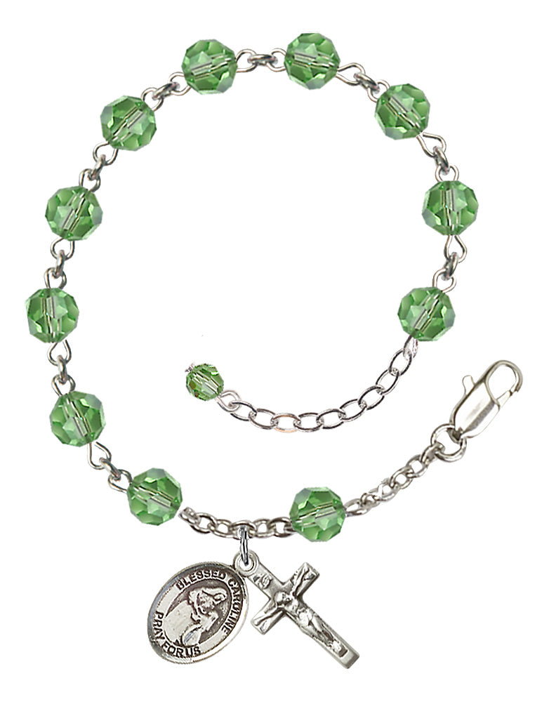 Blessed Caroline Gerhardinger Rosary Bracelet - Sterling Silver - August - Peridot