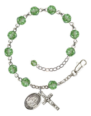 Saint Athanasius Rosary Bracelet - Sterling Silver - August - Peridot