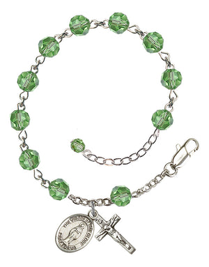 Virgin of the Globe Rosary Bracelet - Sterling Silver - August - Peridot