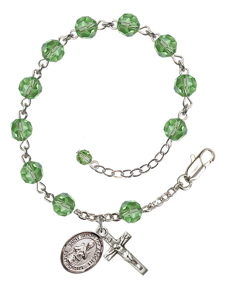 Saint Simon the Apostle Rosary Bracelet - Sterling Silver - August - Peridot