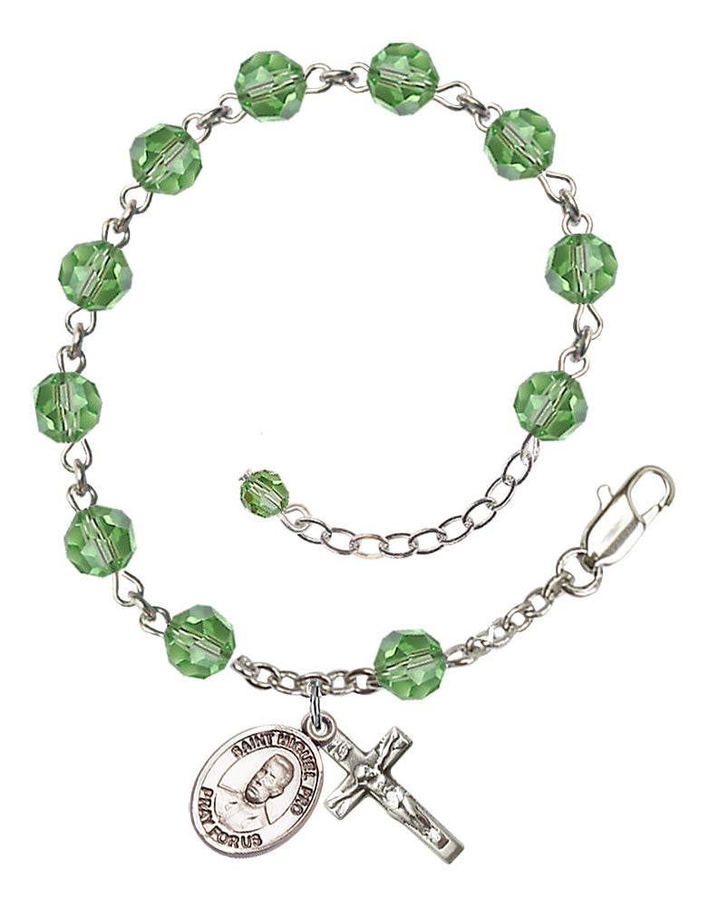 Blessed Miguel Pro Rosary Bracelet - Sterling Silver - August - Peridot