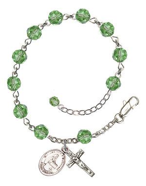 Blessed Emilee Doultremont Rosary Bracelet - Sterling Silver - August - Peridot