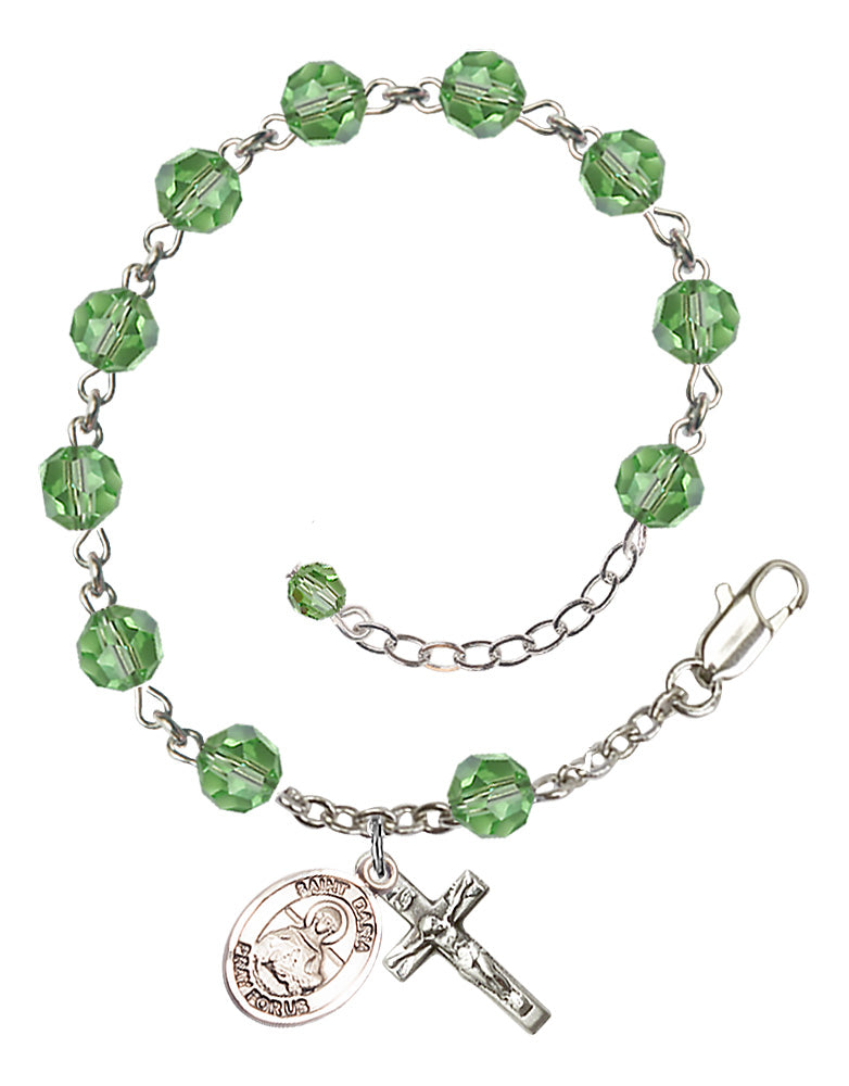 Saint Daria Rosary Bracelet - Sterling Silver - August - Peridot