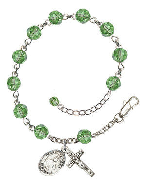 Saint Peter Chanel Rosary Bracelet - Sterling Silver - August - Peridot