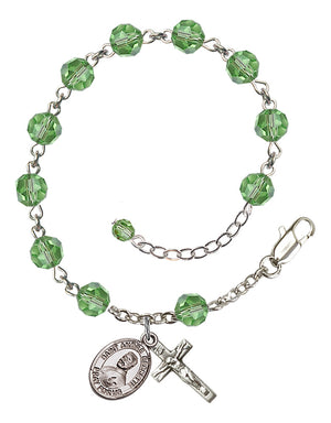 Saint Andre Bessette Rosary Bracelet - Sterling Silver - August - Peridot
