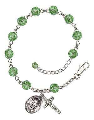 Saint John XXIII Rosary Bracelet - Sterling Silver - August - Peridot