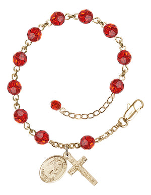 Saint Ann Rosary Bracelet - 14K Gold Filled - July - Ruby