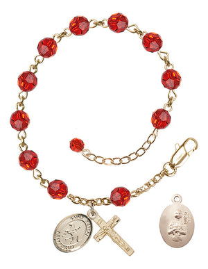 Saint Kateri Equestrian Rosary Bracelet - 14K Gold Filled - July - Ruby