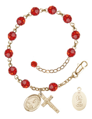 Scapular Rosary Bracelet - 14K Gold - July - Ruby