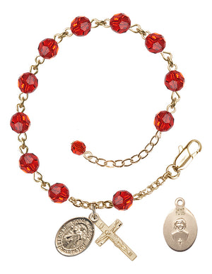 Divine Mercy Rosary Bracelet - 14K Gold - July - Ruby