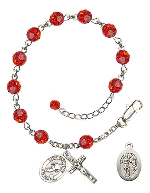 Saint Sebastian Soccer Rosary Bracelet - Sterling Silver - July - Ruby