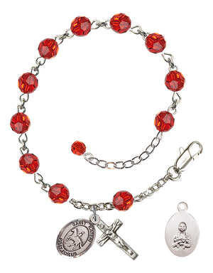 Saint Kateri Equestrian Rosary Bracelet - Sterling Silver - July - Ruby