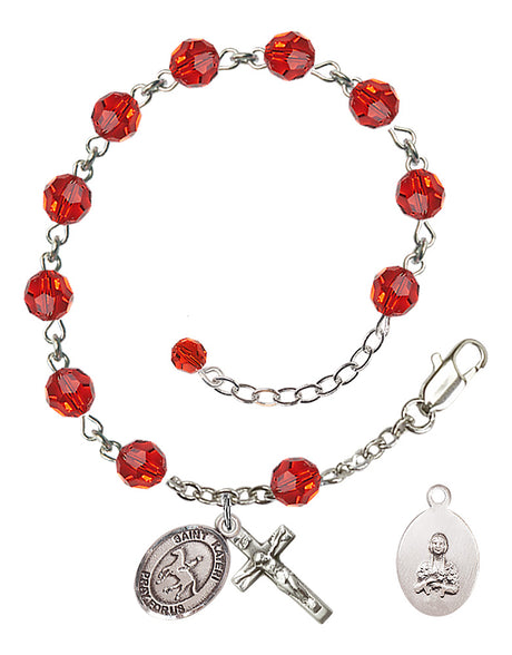 Saint Kateri Equestrian Rosary Bracelet - Sterling Silver - July - Ruby