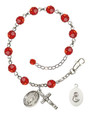 Our Lady of Guadalupe Rosary Bracelet - Sterling Silver - July - Ruby