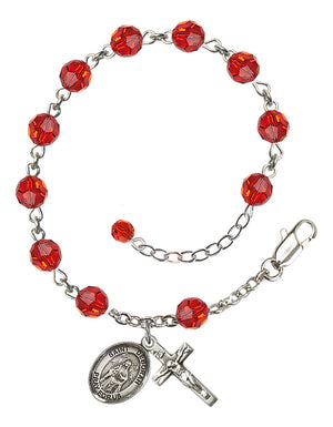 Saint Deborah Rosary Bracelet - Sterling Silver - July - Ruby