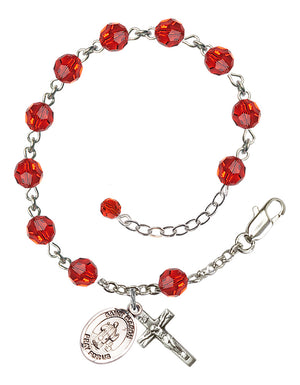 Saint Maron Rosary Bracelet - Sterling Silver - July - Ruby