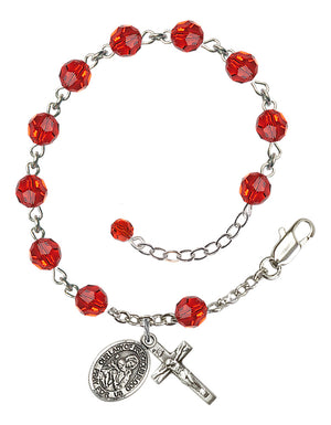 Our Lady of Precious Blood Rosary Bracelet - Sterling Silver - July - Ruby