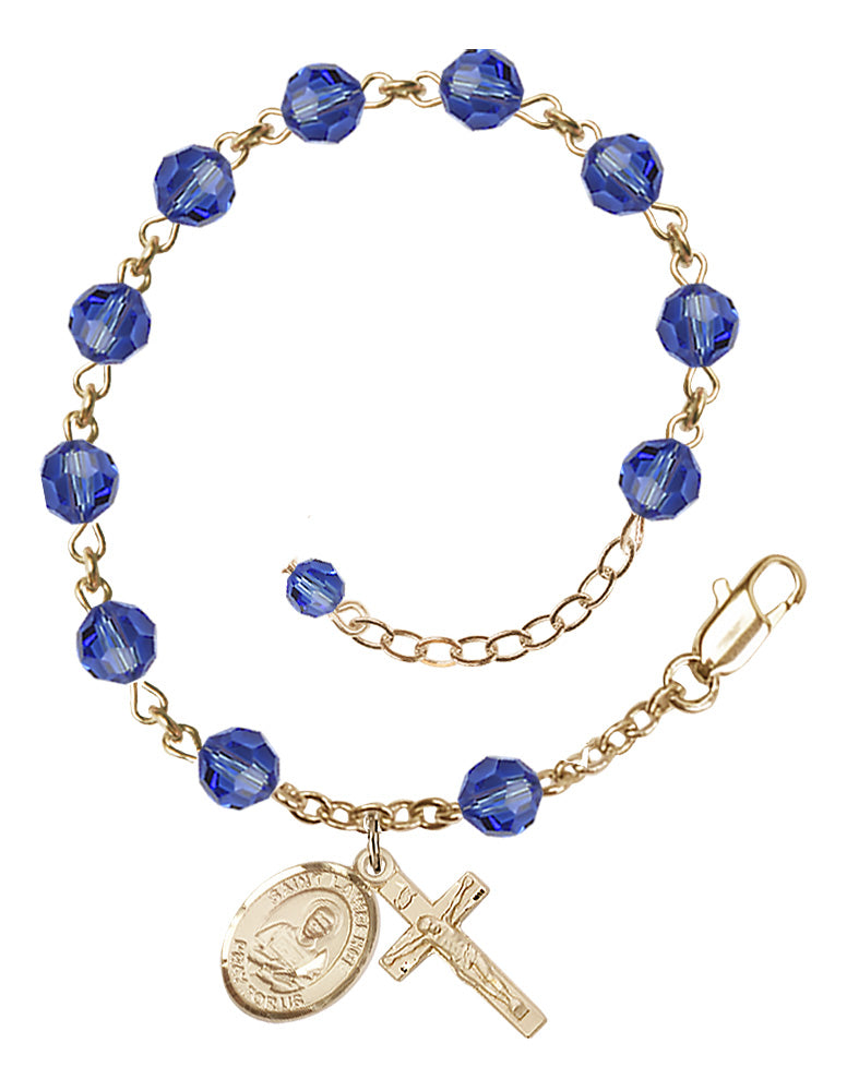 Saint Lawrence Rosary Bracelet - 14K Gold Filled - September - Sapphire