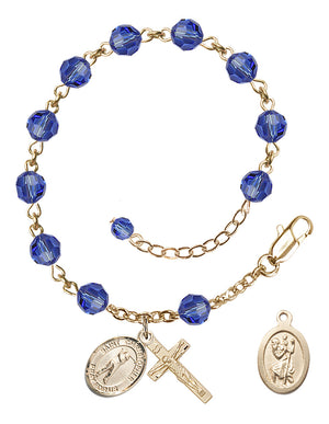 Saint Christopher Golf Rosary Bracelet - 14K Gold Filled - September - Sapphire