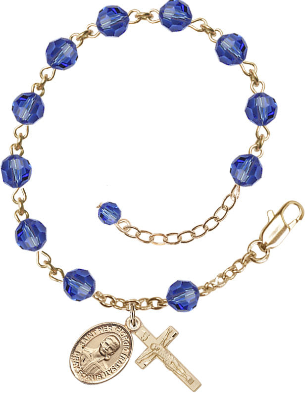 Blessed Pier Giorgio Frassati Rosary Bracelet - 14K Gold Filled - September - Sapphire