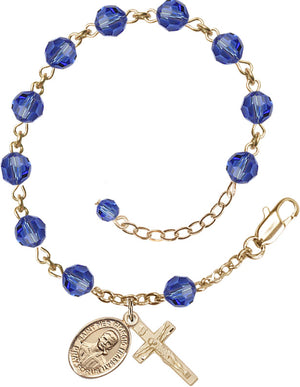 Blessed Pier Giorgio Frassati Rosary Bracelet - 14K Gold Filled - September - Sapphire