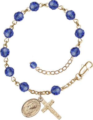 Saint Carlo Acutis Rosary Bracelet - 14K Gold Filled - September - Sapphire