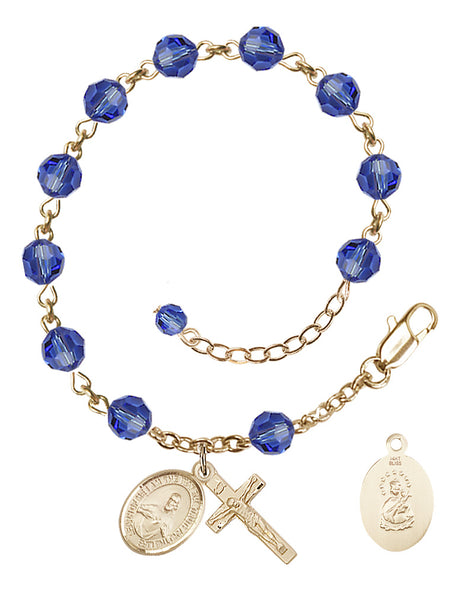 Scapular Rosary Bracelet - 14K Gold - September - Sapphire