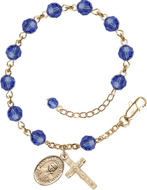 Blessed Pier Giorgio Frassati Rosary Bracelet - 14K Gold - September - Sapphire