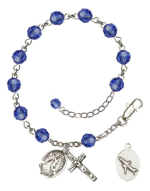 Saint Joseph of Cupertino Rosary Bracelet - Sterling Silver - September - Sapphire