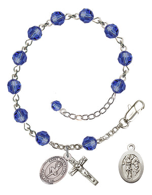Saint Sebastian Dance Rosary Bracelet - Sterling Silver - September - Sapphire