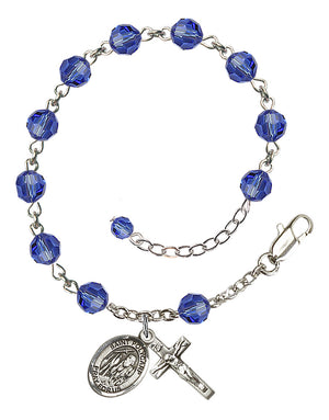 Saint Polycarp of Smyrna Rosary Bracelet - Sterling Silver - September - Sapphire