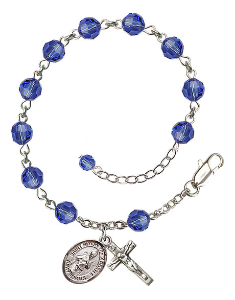Saint Simon the Apostle Rosary Bracelet - Sterling Silver - September - Sapphire