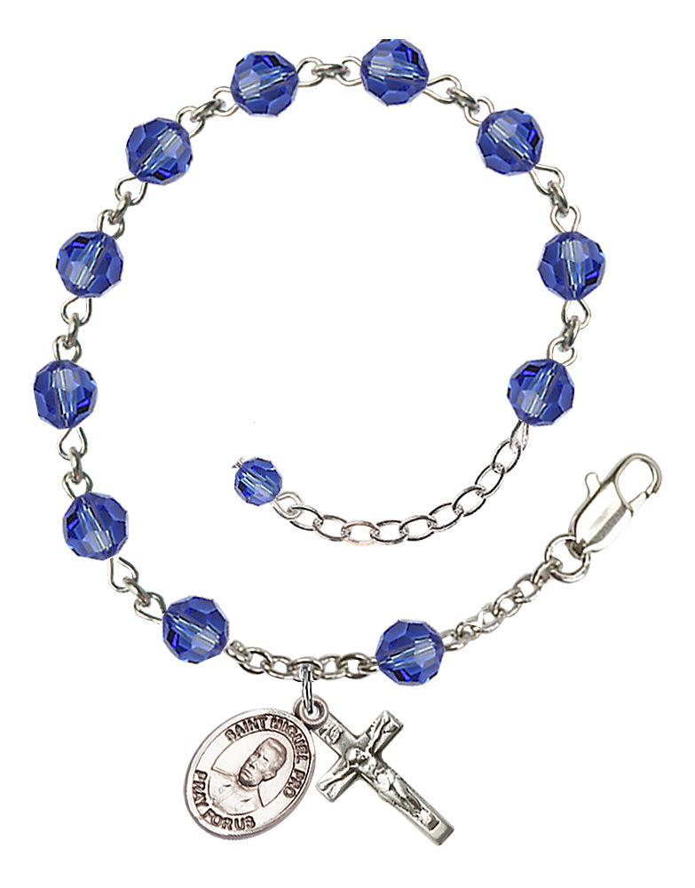 Blessed Miguel Pro Rosary Bracelet - Sterling Silver - September - Sapphire