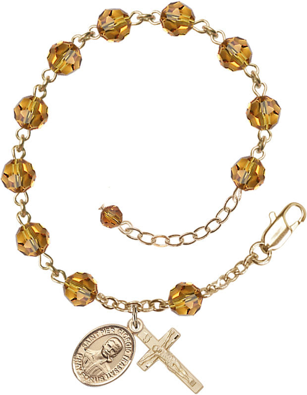 Blessed Pier Giorgio Frassati Rosary Bracelet - 14K Gold Filled - November - Topaz