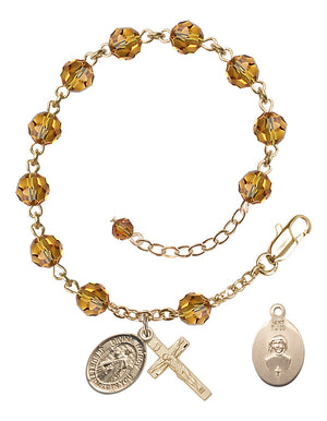Divine Mercy Rosary Bracelet - 14K Gold Filled - November - Topaz