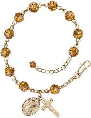 Saint Carlo Acutis Rosary Bracelet - 14K Gold Filled - November - Topaz
