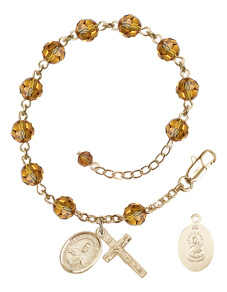 Scapular Rosary Bracelet - 14K Gold - November - Topaz