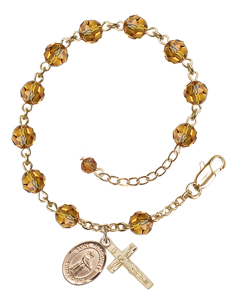 Saint Petronille Rosary Bracelet - 14K Gold - November - Topaz