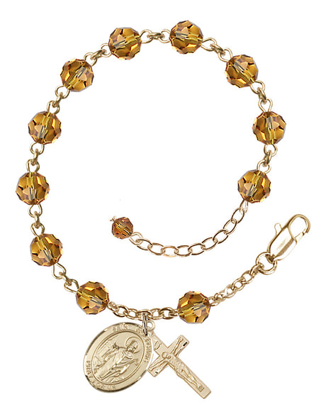 Saint Wolfgang Rosary Bracelet - 14K Gold - November - Topaz
