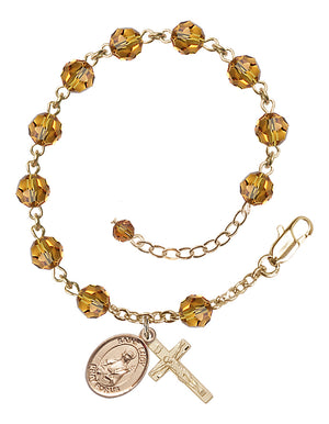 Saint Lucy Rosary Bracelet - 14K Gold - November - Topaz