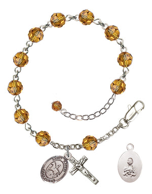 Saint Kateri Equestrian Rosary Bracelet - Sterling Silver - November - Topaz