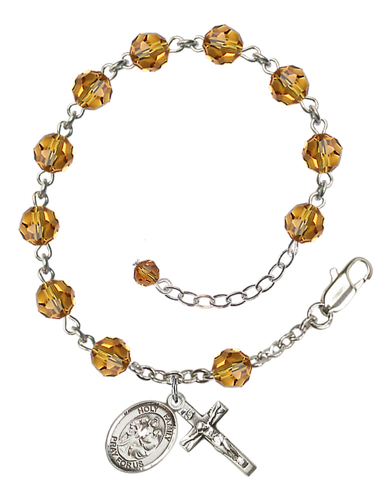 Holy Family Rosary Bracelet - Sterling Silver - November - Topaz