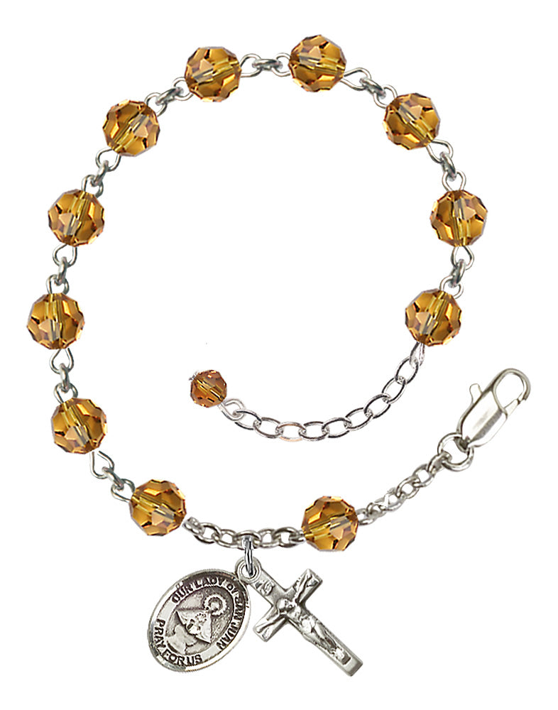 Our Lady of San Juan Rosary Bracelet - Sterling Silver - November - Topaz