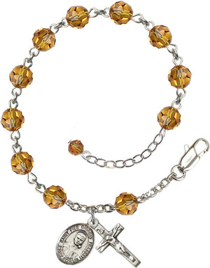 Blessed Pier Giorgio Frassati Rosary Bracelet - Sterling Silver - November - Topaz